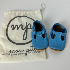 SEA SALT Mon Petit Shoes MPs Size 4 Baby Toddler Soft Sole Handmade Blue Leather